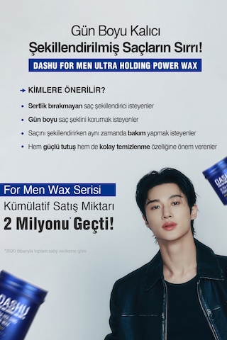 Ultra Güçlü, Kalıntı Ve Beyazlık Bırakmayan, Besleyici Dashu For Men Premium Ultra Holding Power Wax