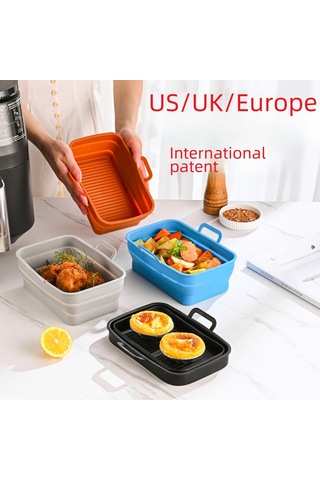 Ranyeek Kırmızı Silikon Hava Fritöz Tepsisi, Ninja Dz201410 İçin Uyumlu, Çift Sepetli, Katlanabilir, Anti Yapışkan, 195x127x7cm, Kolay Temizleme Diğer