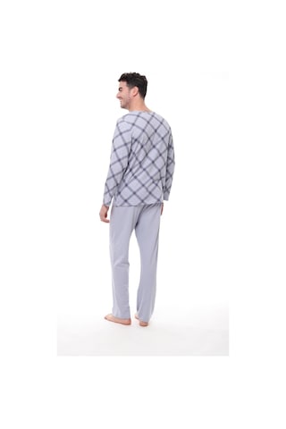 Pijadore 1407 Erkek Büyük Beden Uzun Kollu Kareli Düğmeli Pijama Takım 001