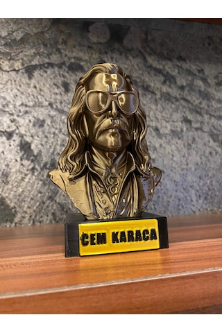 Cem Karaca Büst Figür 13 Cm Altın Sarısı Koleksiyonluk Heykelcik & Dekoratif Masaüstü Süsü