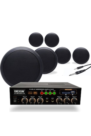 6 Lı Siyah Tavan Hoparlörlü Ses Sistemi Mağaza Kafe Ofis Müzik Sistemi