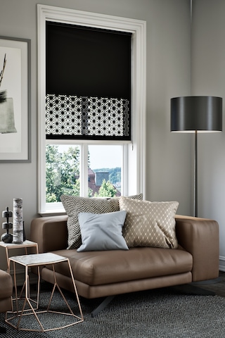 Perdea Lazer Kesim Mat Stor Perde, Lazer Kesimli Klasik Serisi, C-181008 Siyah Renk