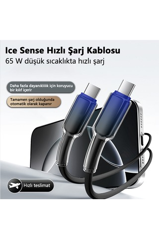 1 Metre Type C İle Apple Uyumlu iPhone 16 Ve Üstü Buz Cep Telefonu Şarj Kablosu Kristal Dokuma 65w Hızlı c 1m Uyumludur