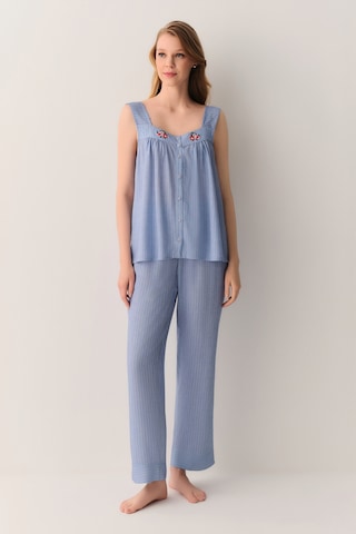 Suwen Almira Gömlek Yaka Pijama Takımı Sh26540660b1196 Mavi