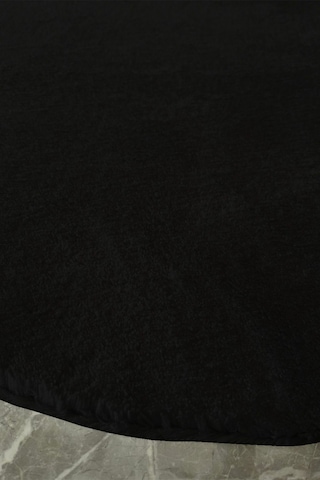 Post Peluş Yumuşak Oval Halı Tüylü Halı Kaymaz Taban Konforlu Dekoratif Yıkanabilir Yolluk Siyah