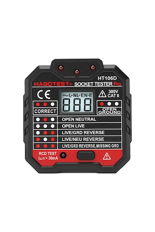 Springsun Habotest Kaçak Akım Test Cihazı - Otomatik Faz/nötr/toprak Testi, Polarite Dedektörü, Devre Kesici Bulucu