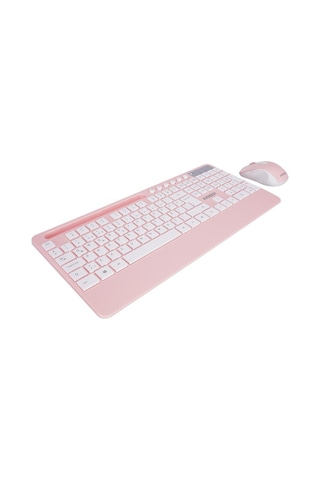 Everest Km-9676 Beyaz/pempe Multimedya Tablet-telefon Standlı Klavye + Mouse Set Optik