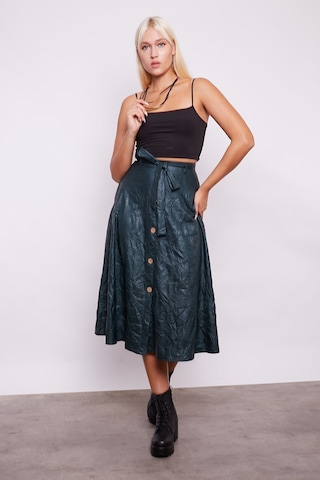 Kraş İnce Deri Yüksek Bel Yan Cepli Kiloş Uzun Etek-zümrüt - Zümrüt Zümrüt Yeşili