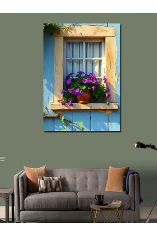 Kanvas Tablo Pencere Kenarı Güzelliği 70cmx100cm