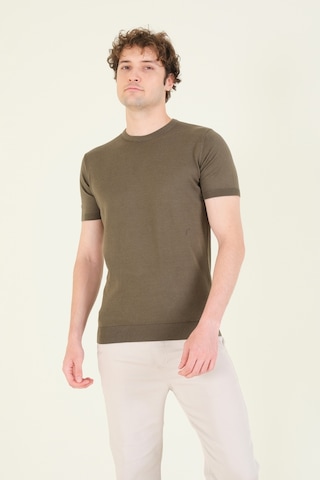 Giyim Dünyası Kadın Sıfır Yaka Merserize T-shirt Haki 001