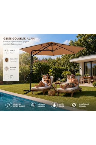 Garden Yandan Kollu Şemsiye Kahverengi
