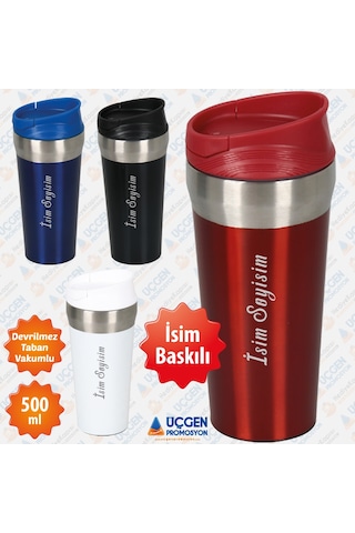 500ml Kişiye Özel Devrilmez Çelik Termos Bardak 3740  Kırmızı