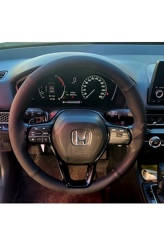 Dikişli Direksiyon Kılıfı Siyah / Noktalı Deri Siyah Dikişli Honda Civic Accord Renkli