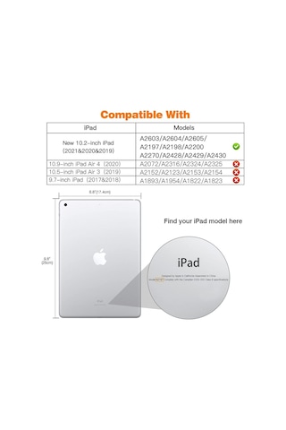 Apple Uyumlu iPad, 8. Ve 9. Nesil 2020 /2021 10.2" Tablet Flip Smart Standlı Akıllı Kılıf Smart Cover
