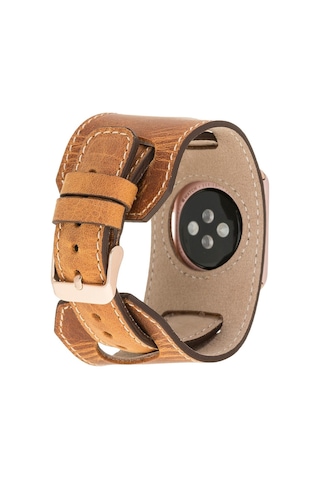 Apple Uyumlu Watch Deri Kordon 42-44-45mm Cuff G19 Taba