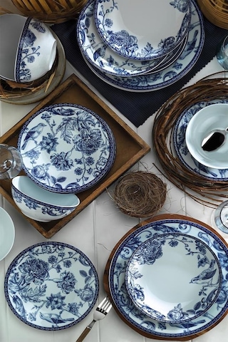 Kütahya Porselen Blue Blanc 6 Kişilik 24 Parça Yemek Takımı