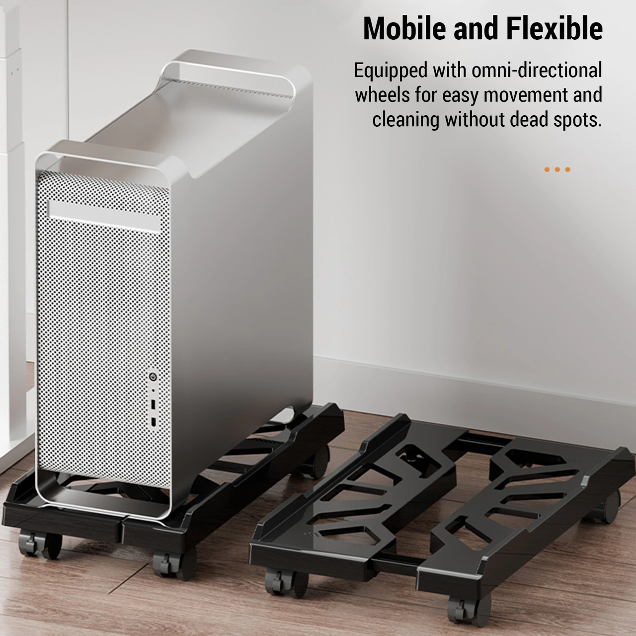 Yuntech01 Mobil Bilgisayar Kasası Standı, Ev/ofis Kullanıma Uygun, Genişlik Ayarlanabilir, Soğutma Delikleri, Frenli Tekerlekli, Aşınmaz Malzeme, Beyaz