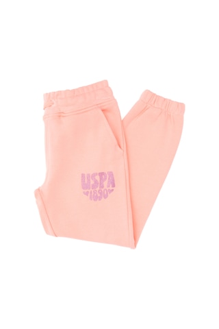 U.S. Polo Assn. Kız Çocuk Neon Pembe Simli Baskı Detaylı Jogger Eşofman Altı 50316849-VR105
