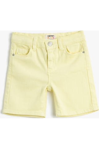 Koton Kot Şort Basic Cepli Pamuklu Beli Ayarlanabilir Lastikli Sarı 3skb40012td 3SKB40012TD151 Sarı