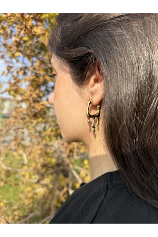 Melted Gold Hoop Küpe Altın