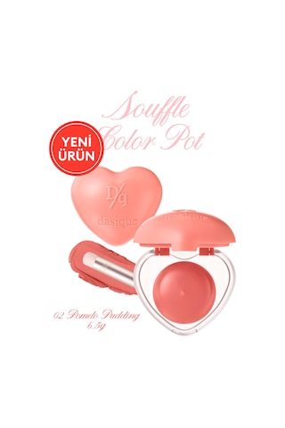Dasique Kalp Tasarımlı Yoğun Pigmentli Köpük Yapılı Kadife Bitiş Sunan Ruj Souffle Color Pot 02 Pomelo Pudding 02 Pomelo Pudding