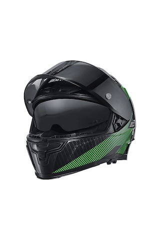 Balaklava + Scoyco FF-871 Ghost Güneş Vizörlü Kapalı Kask Siyah - Yeşil