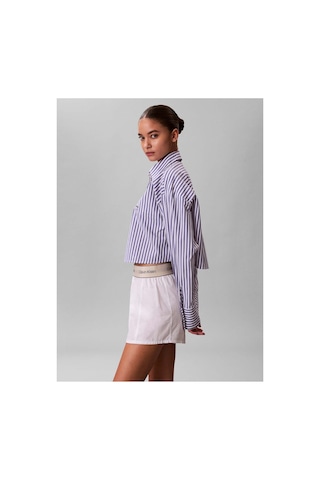 Calvin Klein Beyaz Kadın Pijama Alt Logo Super Poplın Short-16137