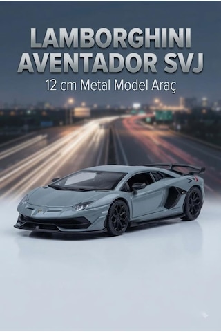 Hobbiez Lisanslı Lamborghini Aventador Kapıları Açılabilir Model Diecast 1.36 Ölçek Metal Model Araç Gri