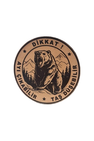 Dikkat Ayı Çıkabilir Taş Düşebilir Deri Peç- Arma - Leather Patch Çok Renkli