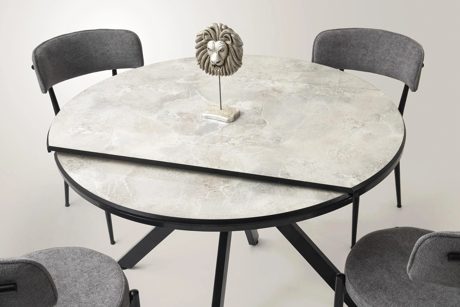 Nova Alfa Yuvarlak Açılır Mdf Mutfak Masa Sandalye Takımı 70x120 Siyah