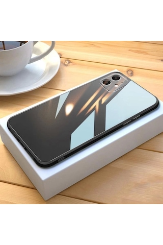 Apple Uyumlu iPhone 11 Parlak Cam Kamera Korumalı Telefon Kılıfı