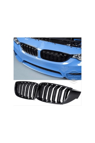 Bmw 4 Serisi F32 F33 F36 2013-2019 Uyumlu Ön Panjur Böbrek M4 Görünüm Izgara Çift Çizgi İthal Piano Black 1.sınıf Sağ Sol Takım
