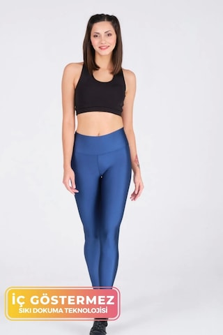 Enenstyle Fashıon Boutıque Kadın Konforlu Yeni Sezon Sporcu Modeli Yazlık Spor Taytı Fitness Gym Training Parlak Spor Tayt Mavi