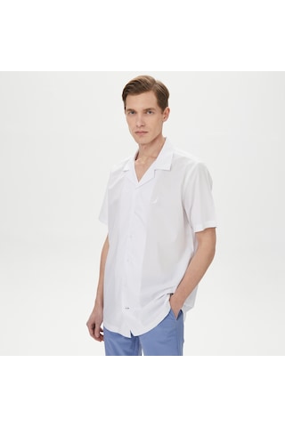 Nautica Erkek Beyaz Classic Fit Kısa Kollu Gömlek Düz W35511t Beyaz