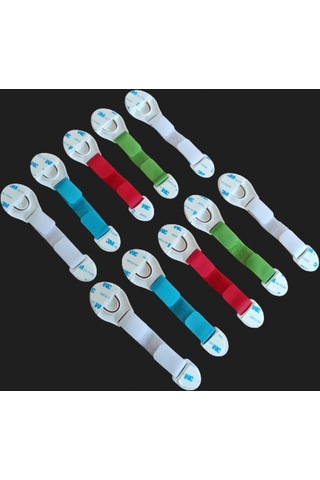 Demet Home Uzunluk Ayarlı Çocuk Çekmece Dolap Emniyet Kilidi Çok Renkli 10'lu Çok Renkli