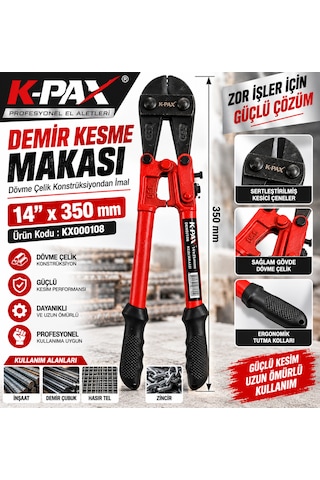 Demir Kesme Makası Dövme Çelik Konstrüksüyondan İmal 14 X 350 Mm 820 Gram Ürün Kodu :kx000108