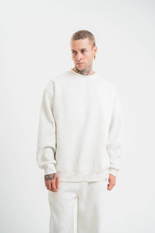 Novalisse Erkek 3 İplik Pamuklu Bisiklet Yaka Yıkamalı Sweatshirt - Beyaz Çoklu Renk