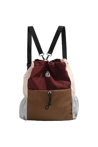 Charhp&kejnt Otantik Bağcıklı Sırt Çantası Retro Tarzı Kontrast Renk Büyük Kapasiteli Çanta 2024 Kontrast Renk Okul Çantası Kahverengi