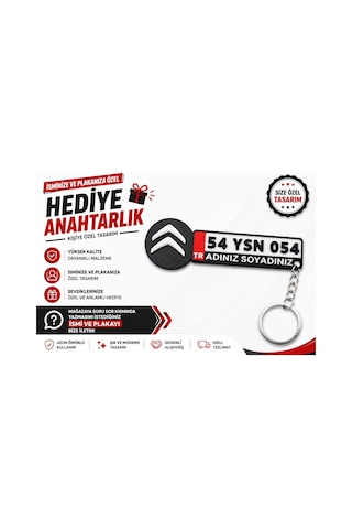 Citroen Logolu Ve Plakalı Anahtarlık , Kişiye Özel - Hediyelik Citroen Araç Plaka Anahtarlık - Plaka