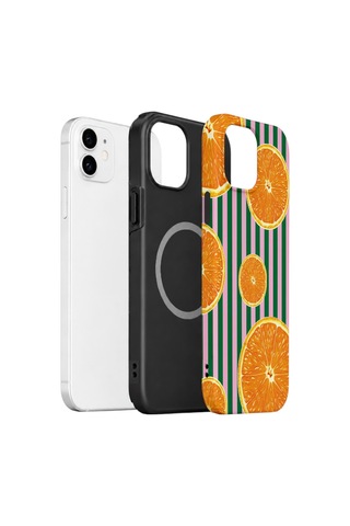 Apple iPhone Uyumlu 11 Vorian Çift Katmanlı Magsafe Kılıf Orange Grove Cabana