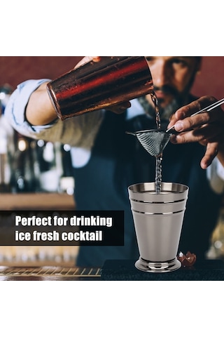 Kangvka 304 Çelik Buzlu Kokteyl Bardak, 400ml, Tapered Gövde, Siyah, Dayanıklı, Kolay Temizlenir, Porselen Riski Yok