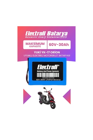 Yuki Yk-17 Orion Uyumlu Batarya Maksimum Kapasite Lifepo4 60v 30ah Elektrikli Motosiklet Bataryası