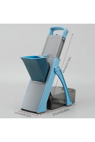 Dashanshop Ayarlanabilir Manuel Sebze Dilimleyici Ve Doğrayıcı Blue - Paslanmaz Çelik Bıçaklar Dayanıklı Plastik Patates Salata Kesme Aleti 1 Parça