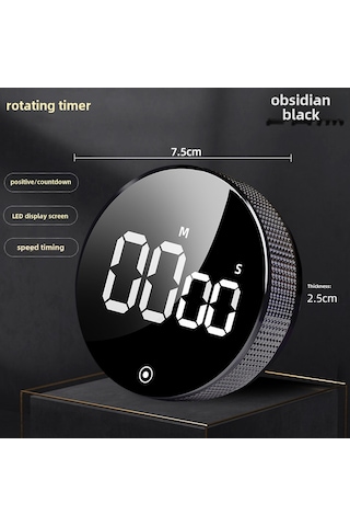 Symbee Yeni Model Dönüştürülebilir Lastikli Mıknatıslı Zamanlayıcı - Mutfak, Fırınlama, Çalışma Ve Dışarıda Kullanım İçin Yuvarlak Taksimetre Platin Siyah