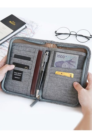 Travel Yol Seyahat Belgeleri İçin Gri Cüzdan Organizerı 243748847 Gri