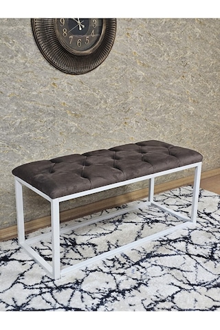 Beyaz Boyalı Diktörtgen 100 Cm X 40 Cm Oturak Puf - Bench - Makya Çok Renkli