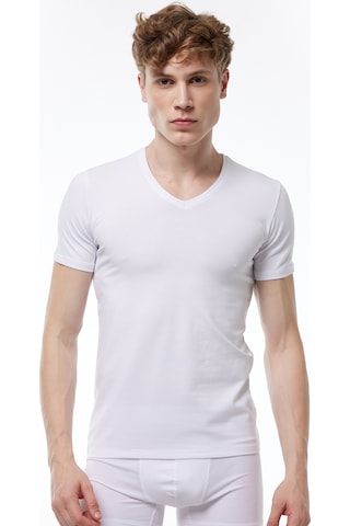 Malabadi Erkek Beyaz 2 Li V Yaka Kısa Kollu Pamuk Elastan Fanila T-shirt 092