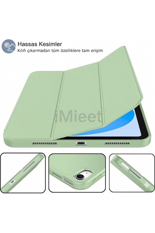 Apple İpad 11.nesil 2025 A16 / 10.nesil 2022 10,9 Inç Uyumlu Kılıf Kalem Tutuculu, Yumuşak Tpu Sırtlı, Üç Katlı Standlı Akıllı Kılıf Kapaklı Kılıf