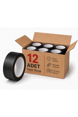 Sanplaza Siyah Duct Tape Güçlü Çok Amaçlı Tamir Ve Tadilat Bandı 48 Mm X 10 Mt 12 Adet