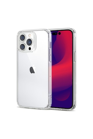 Apple Uyumlu iPhone Esr 14 Pro Max Koruyucu Set Silikon Şeffaf Kılıf + Kamera Lens Ekran